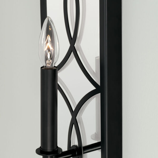 Avery Matte Black One-Light Sconce with Mirrored Backplate, image 2