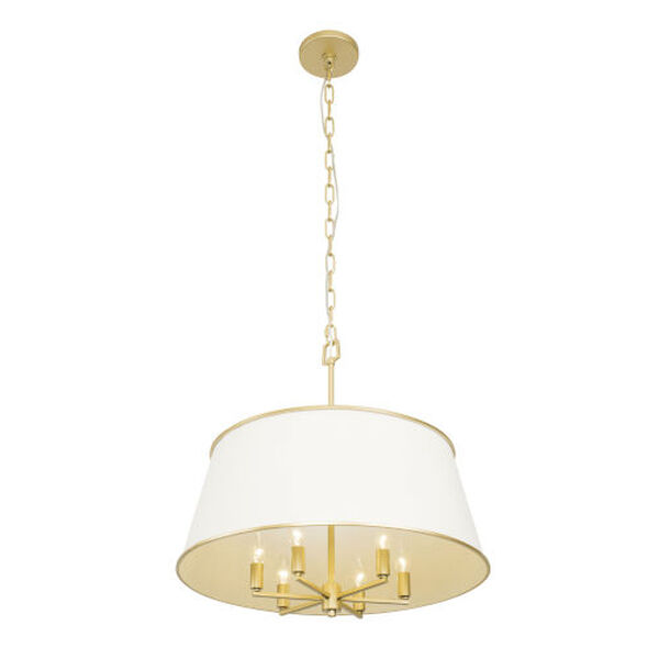 Coco Matte White and French Gold Six-Light Pendant, image 3