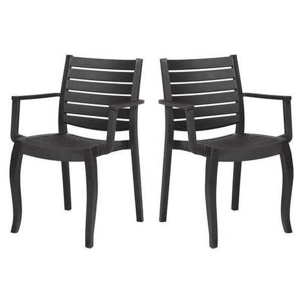 Zeus Anthracite Outdoor Stackable Armchair, Set of Four, image 1