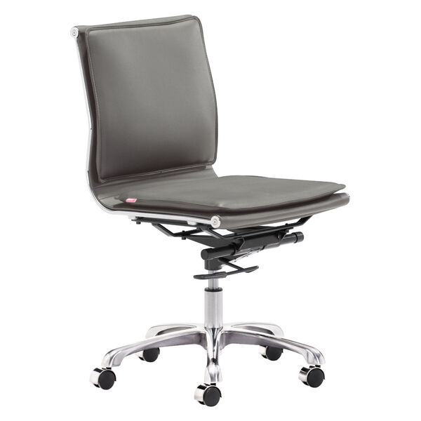 Lider Plus Gray and Silver Armless Office Chair, image 1