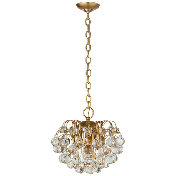 Bellvale Small Chandelier in Hand-Rubbed Antique Brass with Crystal by AERIN, image 1