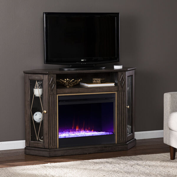 Austindale Light Brown Electric Color Changing Fireplace with Media Storage, image 4