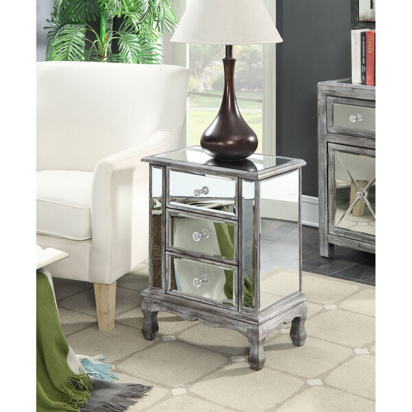 Gold Coast Vineyard 3 Drawer Mirrored End Table, image 3