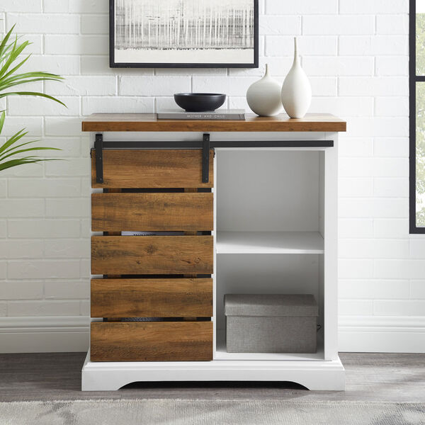 Solid White and Rustic Oak TV Stand, image 7