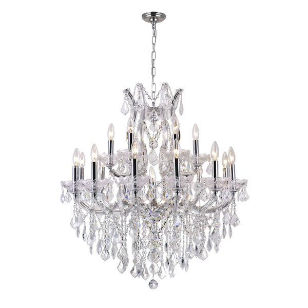 Maria Theresa Chrome 19-Light 32-Inch Chandelier with K9 Clear Crystal, image 1