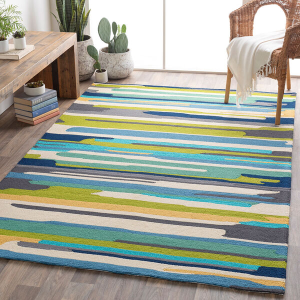 Rain Lime and Blue Indoor/Outdoor Rectangular: 2 Ft. x 3 Ft. Rug, image 2