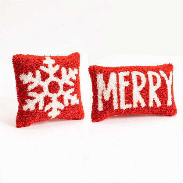Red Snowflake and Merry Pillow , Set of Two, image 1