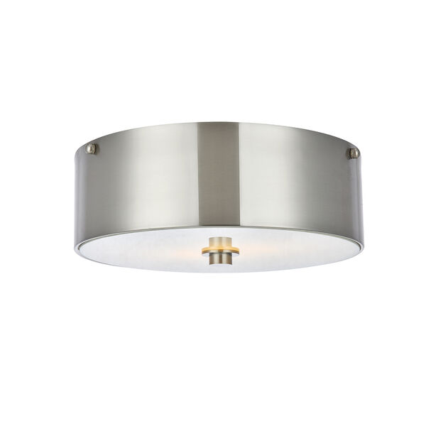 Hazen Burnished Nickel and Frosted White Two-Light Flush Mount, image 3