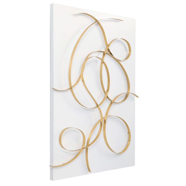 Freehand Gold and White 44-Inch Metal Wall Panel, image 4