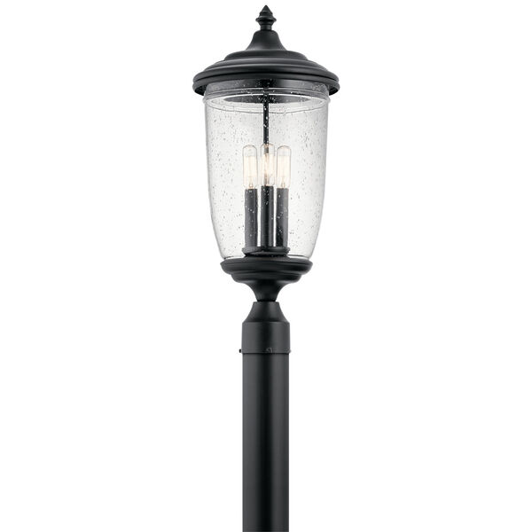 Yorke Textured Black 10-Inch Three-Light Outdoor Post Lantern, image 1