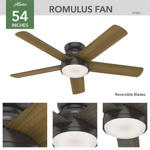 Romulus Low Profile Noble Bronze 54-Inch Smart LED Ceiling Fan, image 5
