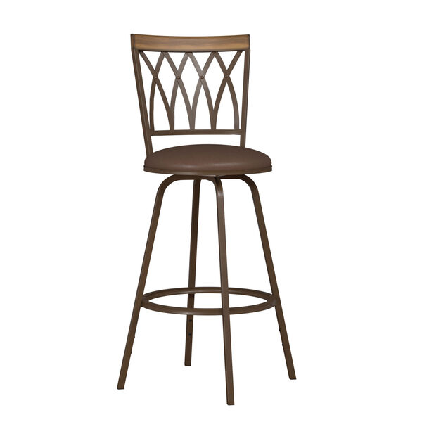 Deacon Weathered Brown Swivel Adjustable Stool With Nested Leg, Set Of Two, image 2