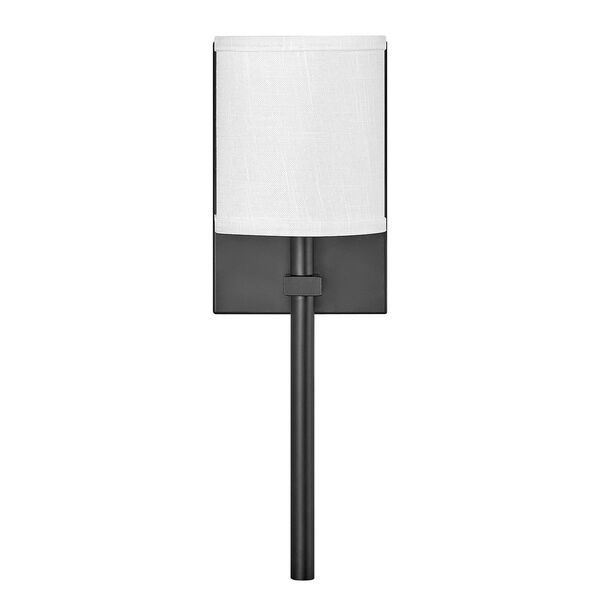Avenue Black One-Light LED Wall Sconce with Off White Linen Shade, image 5
