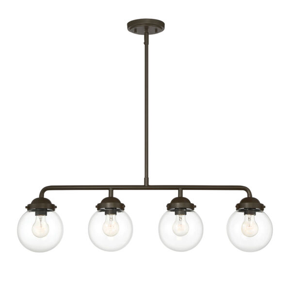 Knoll Oil Rubbed Bronze Four-Light Island Pendant with Clear Glass, image 1