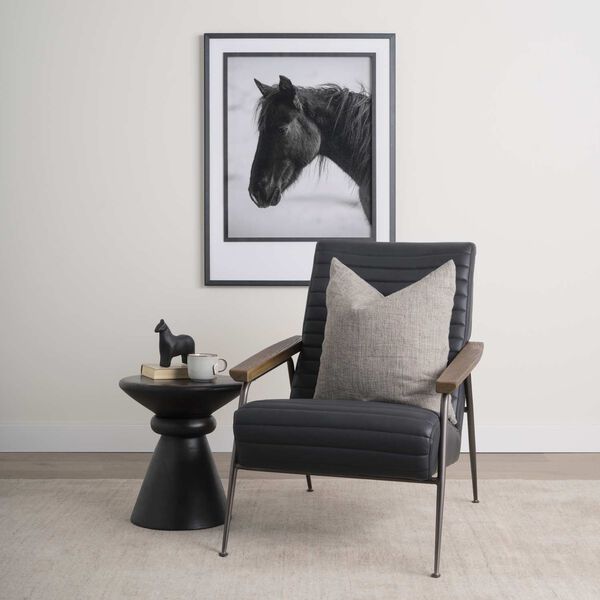 Grosjean Black Leather With Black Metal Frame Accent Chair, image 3