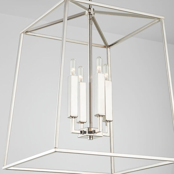Thea Polished Nickel 71-Inch Four-Light Foyer Pendant, image 3
