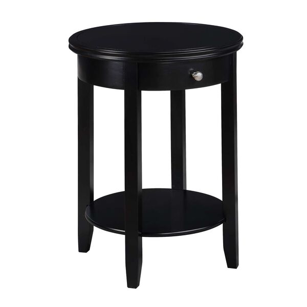 American Heritage Black Baldwin One-Drawer End Table with Shelf, image 1