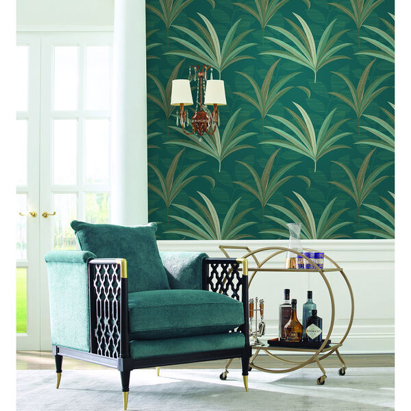 Antonina Vella Deco Blue El Morocco Palm Wallpaper-SAMPLE SWATCH ONLY, image 2