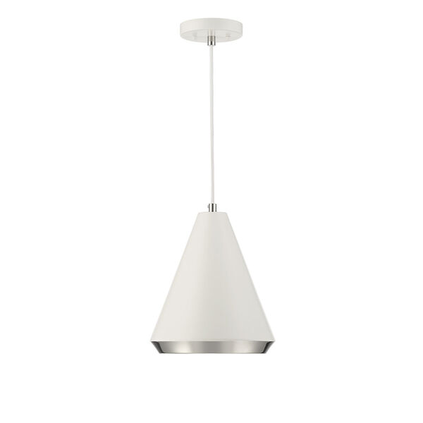 Chelsea White with Polished Nickel 10-Inch One-Light Pendant, image 3