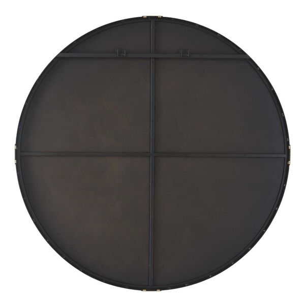 Clip Satin Black and Antique Gold Modern Round Wall Mirror, image 6