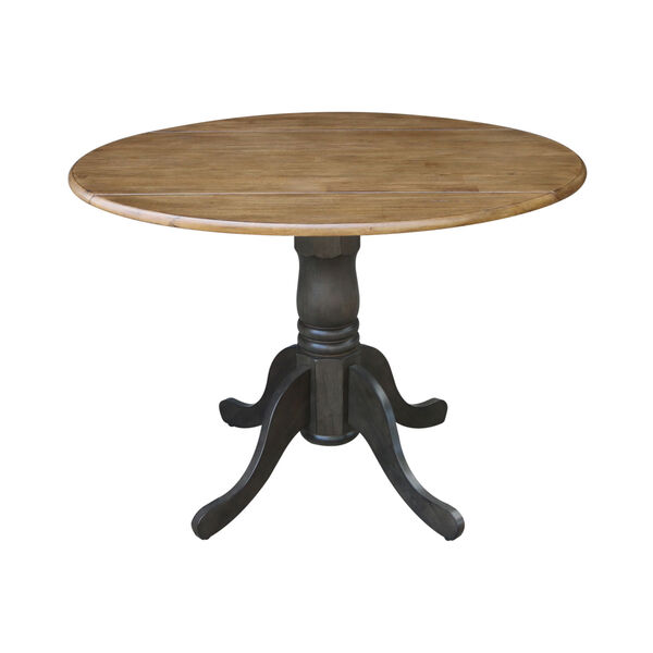 Hickory and Washed Coal 42-Inch Round Dual Drop Leaf Pedestal Table, image 3