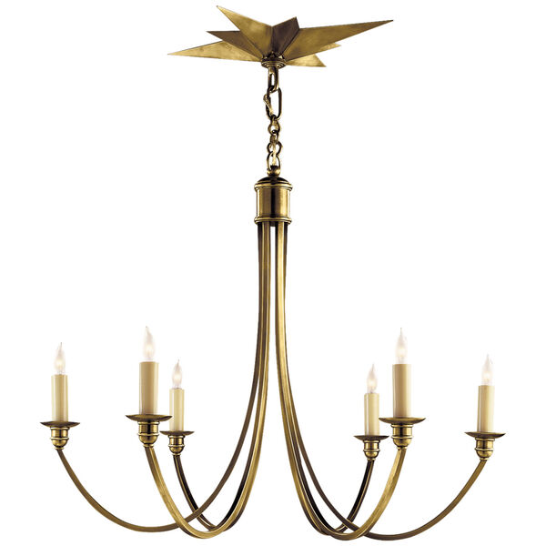 Venetian Medium Chandelier in Hand-Rubbed Antique Brass by Eric Cohler, image 1