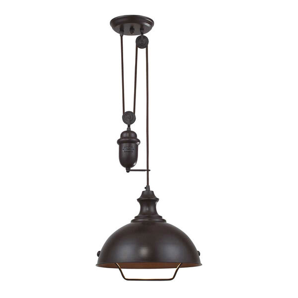 River Station Rubbed Bronze One-Light Pendant, image 1