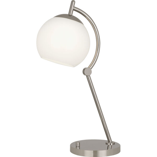 Nova Polished Nickel One-Light Table Lamp With White Cased Glass Shade, image 1