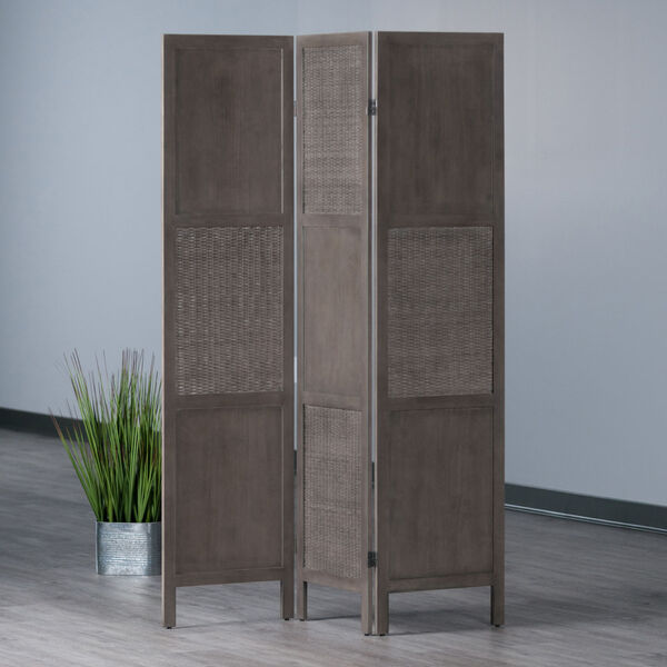 Ramie Oyster Gray Folding Screen Divider, image 6
