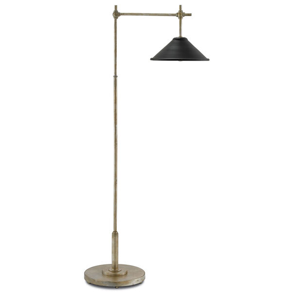 Dao Silver Granello and Satin Black One-Light Floor Lamp, image 1