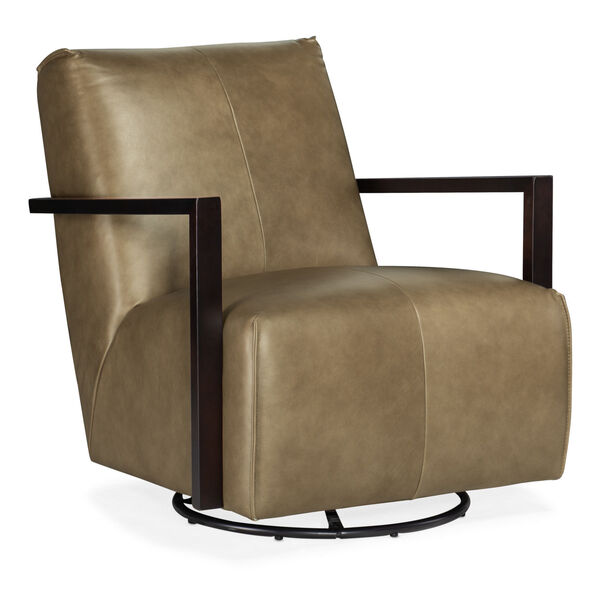 Modestus Dark Wood Exposed Arm Swivel Glide Club Chair, image 1