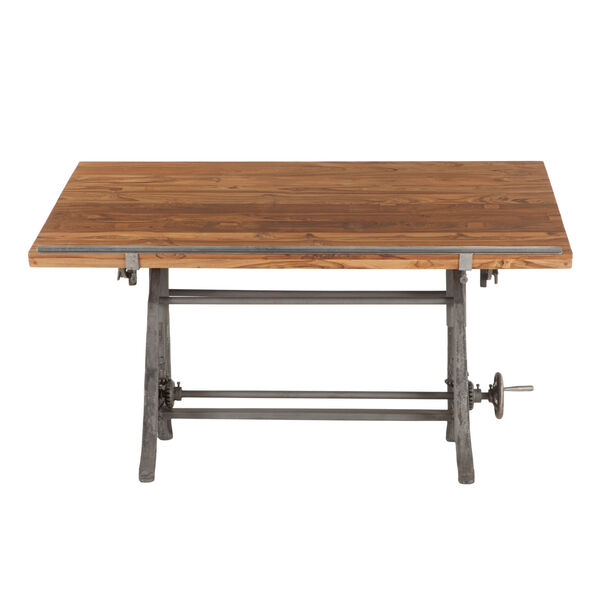 Artezia Teak Wood and Iron Drafting Desk, image 1