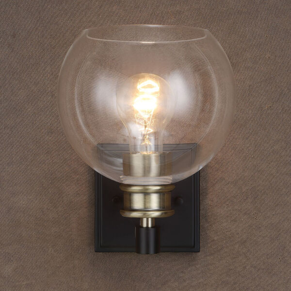 Kent Edison Black and Antique Brass One-Light Wall Sconce, image 3