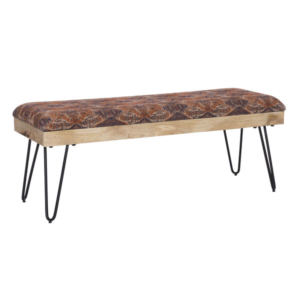 Brooke Black and Brown Tribal Pattern Bench, image 4