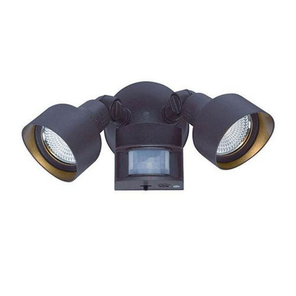 Architectural Bronze Two-Light LED Motion Activated Outdoor Floodlight Fixture, image 1