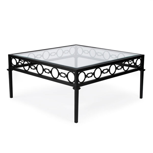 Southport Black Iron Upholstered Outdoor Coffee Table, image 4