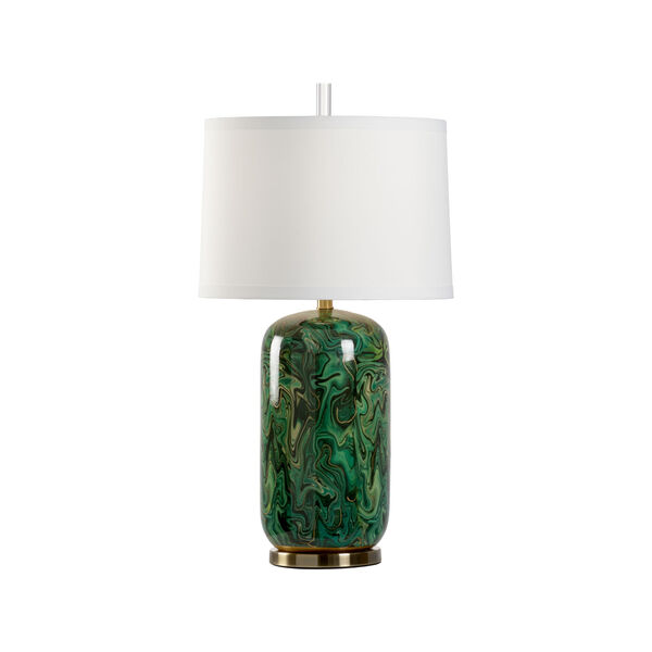 Off White and Green One-Light  Newport Lamp, image 1