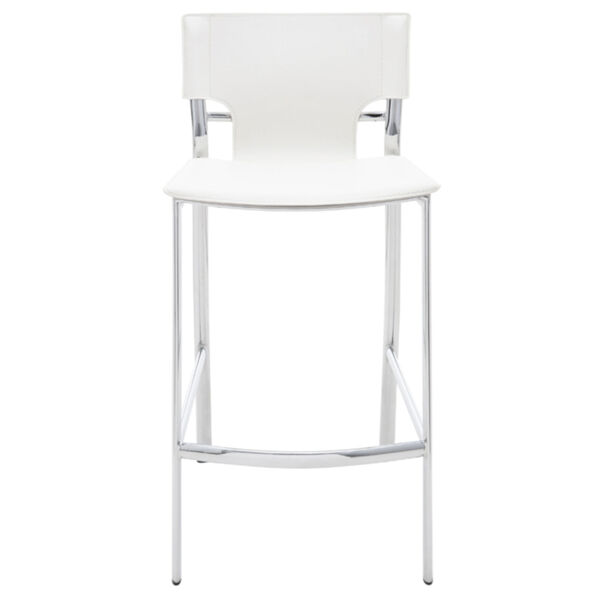 Lisbon White and Silver Counter Stool, image 2
