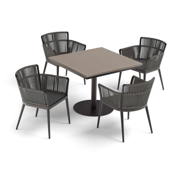 Nette and Travira Gray Black Five-Piece Square Dining Table and Nette Armchairs Set, image 1
