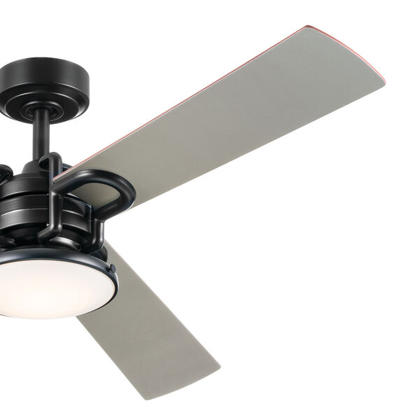 Satin Black 52-Inch LED Pillar Ceiling Fan with Reversible Blades, image 5