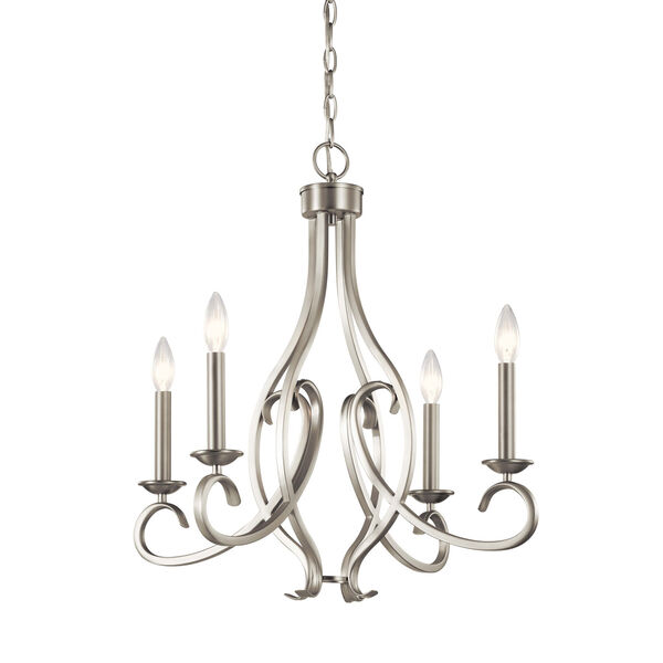 Ania Brushed Nickel Four-Light Chandelier, image 5