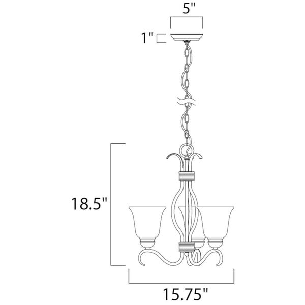 Basix Satin Nickel 16-Inch Three-Light Mini Chandelier, image 2