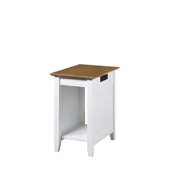 Edison Driftwood and White 24-Inch End Table with Charging Station, image 1