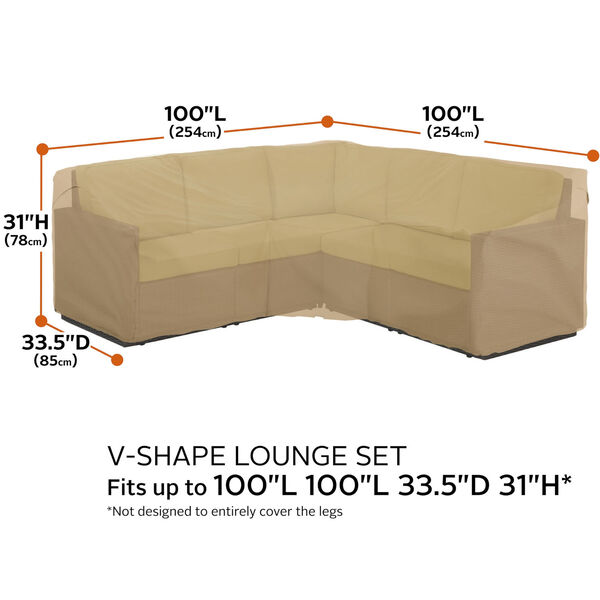 Palm Sand Patio V-Shaped Sectional Lounge Set Cover, image 4