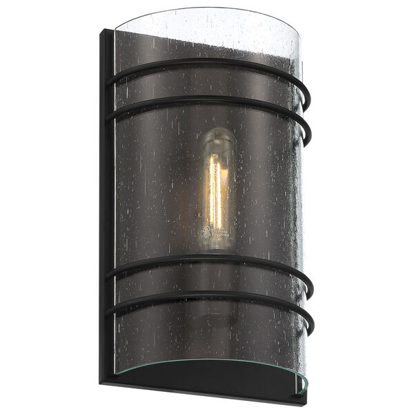 Artemis Matte Black Two-Light Wall Sconce with Seeded Glass, image 4