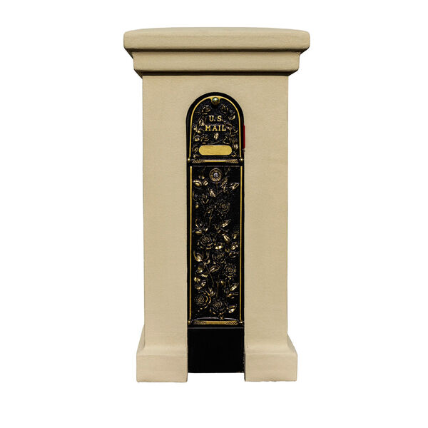 MailKeeper 150 Black and Gold 49-Inch Locking Column Mount Mailbox with Decorative Morning Rose Design Front, image 5