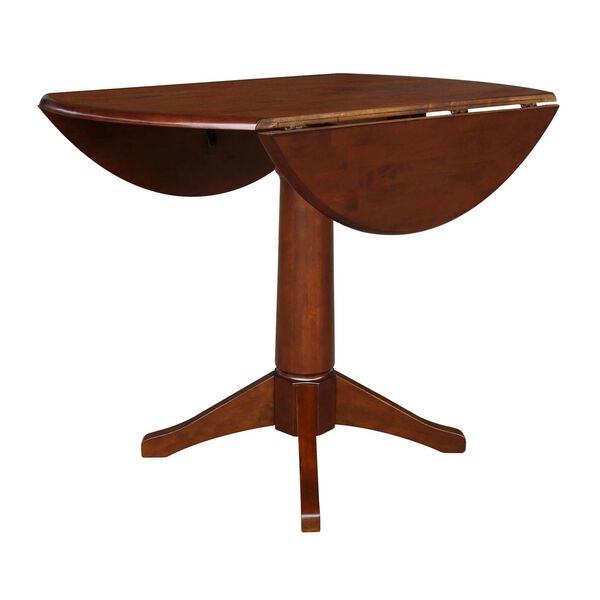 Espresso 30-Inch Round Dual Drop Leaf Pedestal Dining Table, image 4