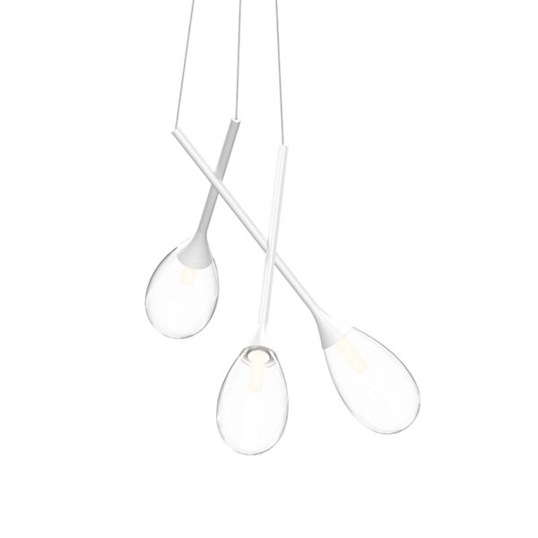 Parisone Satin White 26-Inch Three-Light LED Pendant with Clear Glass, image 1