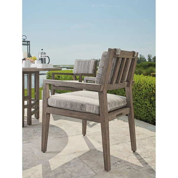 La Jolla Taupe, Gray and Patina upholstered Arm Dining Chair, image 3
