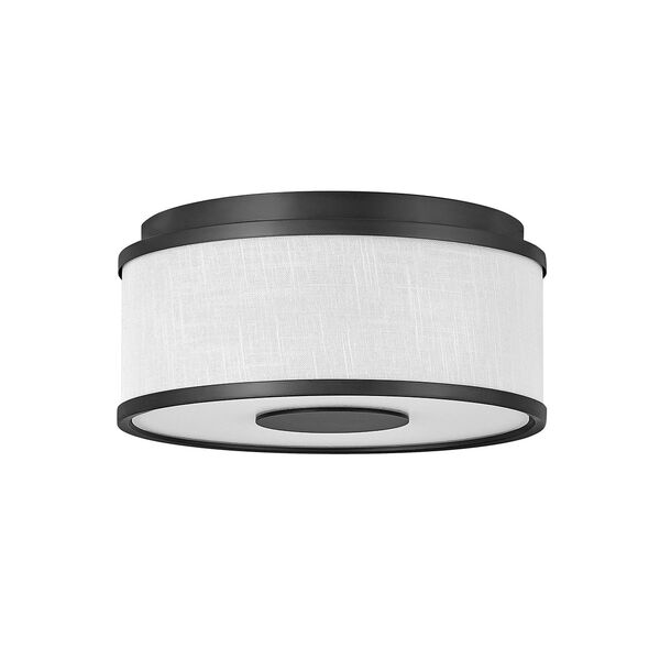 Halo Black Two-Light LED Flush Mount with Off White Linen Shade, image 5